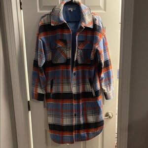 Plaid lined flannel shacket